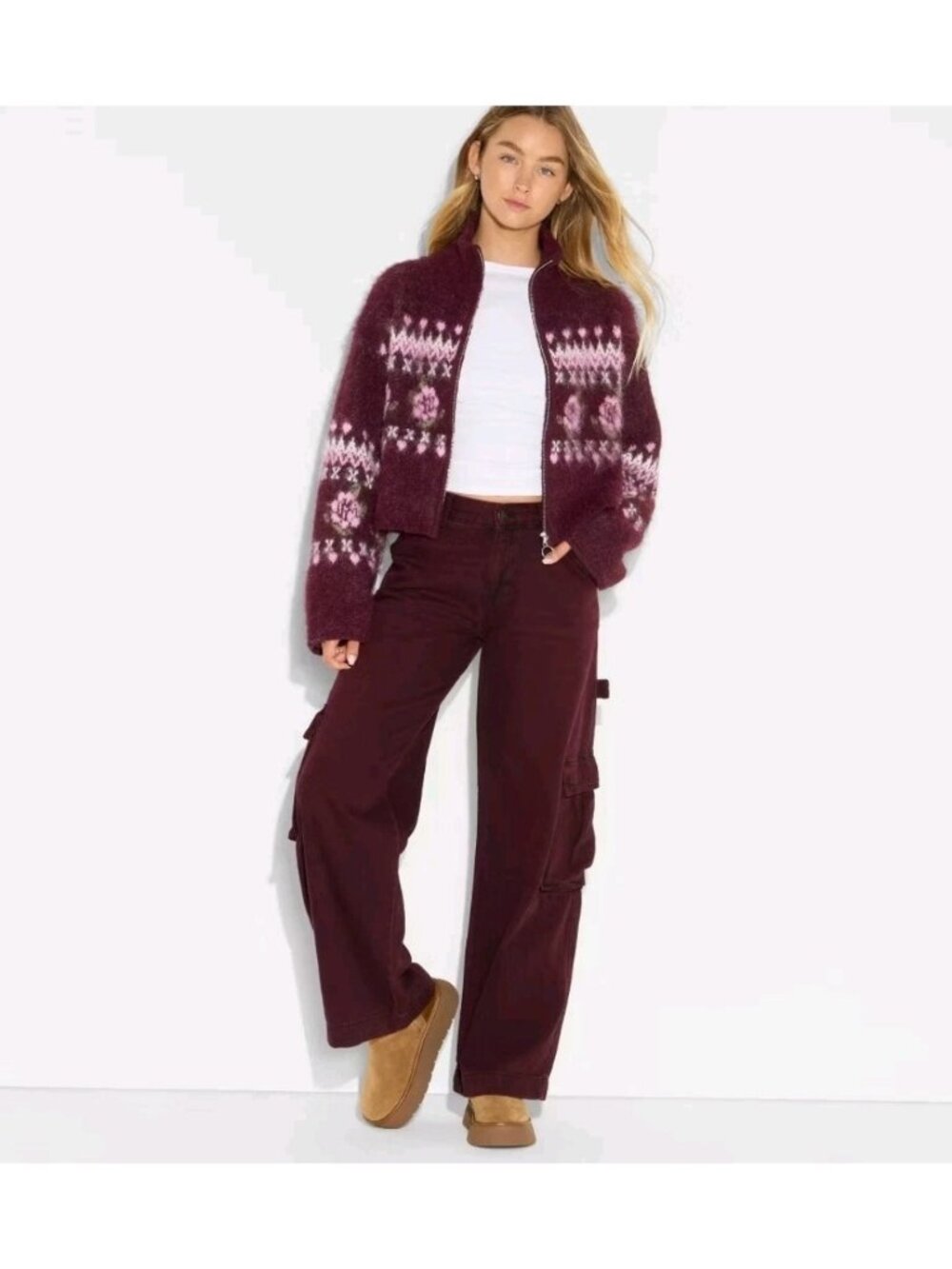 Women Full Zip Mock Turtleneck Cardigan - Wild Fable XL (WL535)